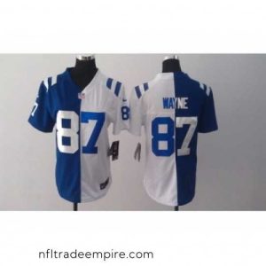 Magnificent Nike Indianapolis Colts #87 Reggie Wayne white-blue jerseys[Elite split]