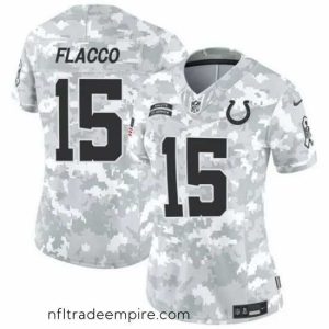Enchanting Indianapolis Colts 15 Joe Flacco 2024 F.U.S.E Arctic Camo Salute To Service Limited Stitched Jersey