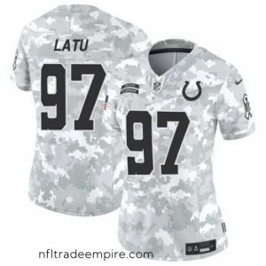 Stunning Indianapolis Colts 97 Laiatu Latu 2024 F.U.S.E Arctic Camo Salute To Service Limited Stitched Jersey