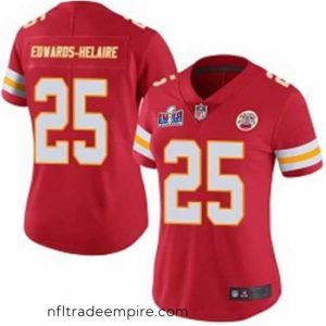 Superb Kansas City Chiefs 25 Clyde Edwards Helaire Red Vapor Untouchable Stitched NFL 2024 Super Bowl LVIII Jersey