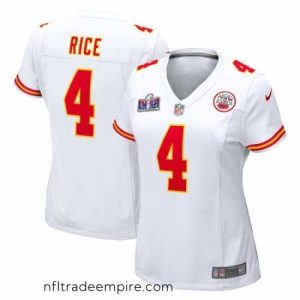 Charming Kansas City Chiefs 4 Rashee Rice White 2023 F.U.S.E  Vapor Untouchable Limited Stitched 2024 Super Bowl LVIII Jersey