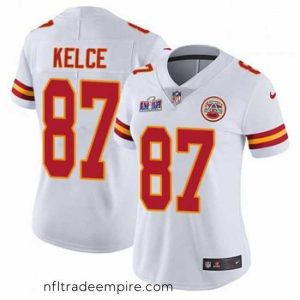 Gorgeous Kansas City Chiefs 87 Travis Kelce White Vapor Untouchable Limited Stitched Football 2024 Super Bowl LVIII Jersey
