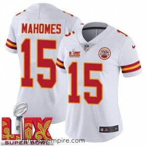 Stunning Kansas City Chiefs Patrick Mahomes #15 White 2024 2025 Super Bowl LIX F.U.S.E Stitched Jersey