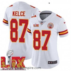 Stunning Kansas City Chiefs Travis Kelce #87 White 2024 2025 Super Bowl LIX F.U.S.E Stitched Jersey