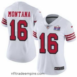 Magnificent NFL San Francisco 49ers 16 Joe Montana White Throwback Vapor Untouchable Limited Stitched 2024 Super Bowl LVIII Jersey