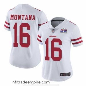 Stunning NFL San Francisco 49ers 16 Joe Montana White Vapor Untouchable Limited Stitched 2024 Super Bowl LVIII Jersey