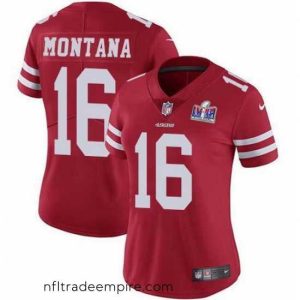 Stunning Nike San Francisco 49ers 16 Joe Montana Red NFL Vapor Untouchable Limited 2024 Super Bowl LVIII Jersey
