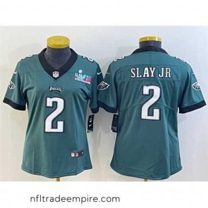 Delightful Philadelphia Eagles 2 Darius Slay Jr  Green Super Bowl LVII PatchVapor Untouchable Limited Stitched Football Jersey