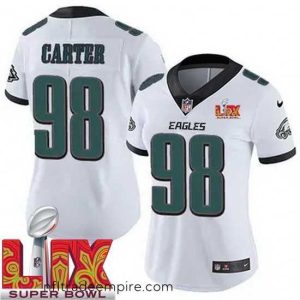 Irresistible Philadelphia Eagles Jalen Carter #98 White 2024 2025 Super Bowl LIX F.U.S.E Stitched NFL Jersey