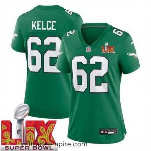 Irresistible Philadelphia Eagles Jason Kelce #62 Kelly Green 2024 2025 Super Bowl LIX F.U.S.E Stitched NFL Jersey