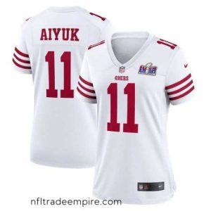 Magnificent San Francisco 49ers 11 Brandon Aiyuk White 2023 F.U.S.E  Vapor Limited Stitched Football 2024 Super Bowl LVIII Jersey