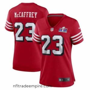 Magnificent San Francisco 49ers 23 Christian McCaffrey New Red 2023 F.U.S.E  Vapor Untouchable Limited Stitched Football 2024 Super Bowl LVIII Jersey