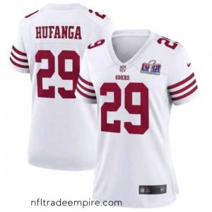 Exquisite San Francisco 49ers 29 Talanoa Hufanga White 2023 F.U.S.E  With John Madden Patch Vapor Limited Stitched Football 2024 Super Bowl LVIII Jersey
