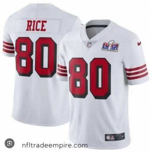 Gorgeous San Francisco 49ers 80 Jerry Rice White Throwback Vapor Untouchable Stitched Football 2024 Super Bowl LVIII Jersey