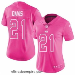 Superb Womens Nike Colts #21 Vontae Davis Pink  Stitched NFL Limited Rush Fashion Jersey