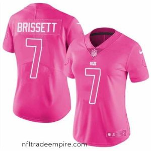 Stunning Womens Nike Colts #7 Jacoby Brissett Pink  Stitched NFL Limited Rush Fashion Jersey