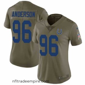 Alluring Womens Nike Colts #96 Henry Anderson Olive  Stitched NFL Limited 2017 Salute to Service Jersey
