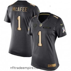 Superb Womens Nike Indianapolis Colts 1 Pat McAfee Limited BlackGold Salute to Service NFL Jersey