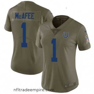 Exquisite Womens Nike Indianapolis Colts 1 Pat McAfee Limited Olive 2017 Salute to Service NFL Jersey