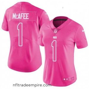 Delightful Womens Nike Indianapolis Colts 1 Pat McAfee Limited Pink Rush Fashion NFL Jersey