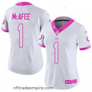 Stunning Womens Nike Indianapolis Colts 1 Pat McAfee Limited WhitePink Rush Fashion NFL Jersey