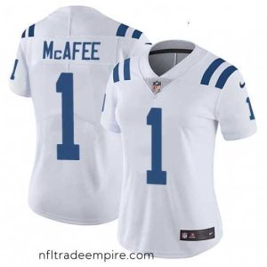 Irresistible Womens Nike Indianapolis Colts 1 Pat McAfee White Vapor Untouchable Limited Player NFL Jersey