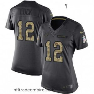 Charming Womens Nike Indianapolis Colts 12 Andrew Luck Limited Black 2016 Salute to Service NFL Jersey