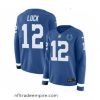 Alluring Womens Nike Indianapolis Colts 12 Andrew Luck Limited Blue Therma Long Sleeve NFL Jersey