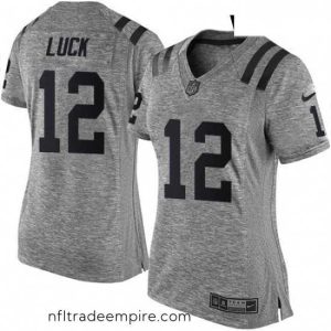 Stunning Womens Nike Indianapolis Colts 12 Andrew Luck Limited Gray Gridiron NFL Jersey