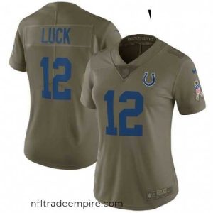 Charming Womens Nike Indianapolis Colts 12 Andrew Luck Limited Olive 2017 Salute to Service NFL Jersey