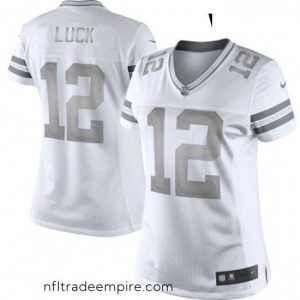 Alluring Womens Nike Indianapolis Colts 12 Andrew Luck Limited White Platinum NFL Jersey