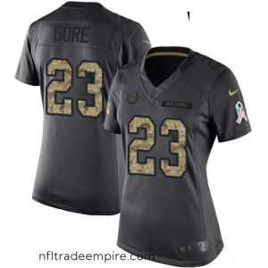 Superb Womens Nike Indianapolis Colts 23 Frank Gore Limited Black 2016 Salute to Service NFL Jersey