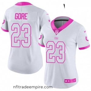 Alluring Womens Nike Indianapolis Colts 23 Frank Gore Limited WhitePink Rush Fashion NFL Jersey