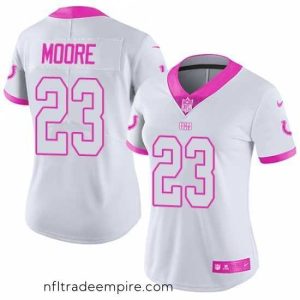 Gorgeous Women's Nike Indianapolis Colts #23 Kenny Moore Limited White Pink Rush Fashion NFL Jersey