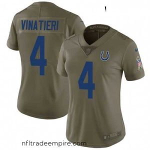 Stunning Womens Nike Indianapolis Colts 4 Adam Vinatieri Limited Olive 2017 Salute to Service NFL Jersey