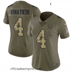 Superb Womens Nike Indianapolis Colts 4 Adam Vinatieri Limited OliveCamo 2017 Salute to Service NFL Jersey