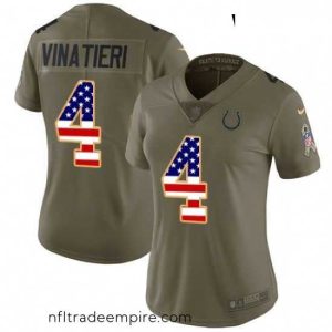 Charming Womens Nike Indianapolis Colts 4 Adam Vinatieri Limited OliveUSA Flag 2017 Salute to Service NFL Jersey