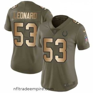 Enchanting Womens Nike Indianapolis Colts 53 Darius Leonard Limited OliveGold 2017 Salute to Service NFL Jersey