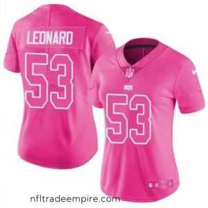 Stunning Womens Nike Indianapolis Colts 53 Darius Leonard Limited Pink Rush Fashion NFL Jersey