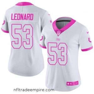 Charming Womens Nike Indianapolis Colts 53 Darius Leonard Limited White Pink Rush Fashion NFL Jersey
