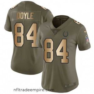 Charming Womens Nike Indianapolis Colts 84 Jack Doyle Limited OliveGold 2017 Salute to Service NFL Jersey