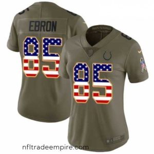 Superb Womens Nike Indianapolis Colts 85 Eric Ebron Limited OliveUSA Flag 2017 Salute to Service NFL Jersey