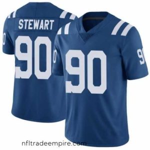 Stunning Indianapolis Colts Grover Stewart 90 Blue Vapor Sitched NFL Limited Jersey