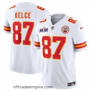 Alluring Kansas City Chiefs 87 Travis Kelce White 2023 F.U.S.E  Vapor Untouchable Limited Stitched 2024 Super Bowl LVIII Jersey