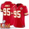 Superb Kansas City Chiefs Chris Jones #95 Red 2024 2025 Super Bowl LIX F.U.S.E Stitched Jersey