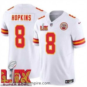 Magnificent Kansas City Chiefs DeAndre Hopkins #8 White 2024 2025 Super Bowl LIX F.U.S.E Stitched Jersey