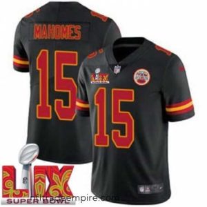 Charming Kansas City Chiefs Patrick Mahomes #15 Black 2024 2025 Super Bowl LIX F.U.S.E Stitched Jersey