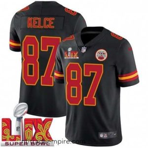 Superb Kansas City Chiefs Travis Kelce #87 Black 2024 2025 Super Bowl LIX F.U.S.E Stitched Jersey