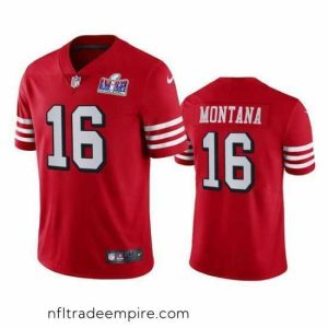 Delightful NFL San Francisco 49ers 16 Joe Montana Red Throwback Vapor Untouchable Limited Stitched 2024 Super Bowl LVIII Jersey