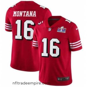 Enchanting NFL San Francisco 49ers 16 Joe Montana Red Vapor Untouchable Limited Stitched 2024 Super Bowl LVIII Jersey